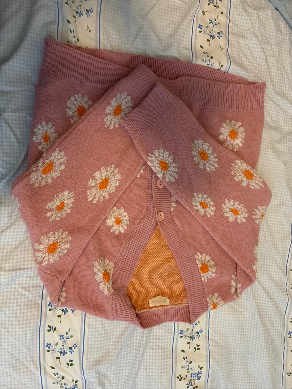 Pink Daisy Knit Button-Front Cardigan